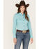 Image #1 - RANK 45® Women's Print Long Sleeve Vented Western Performance Shirt, Turquoise, hi-res