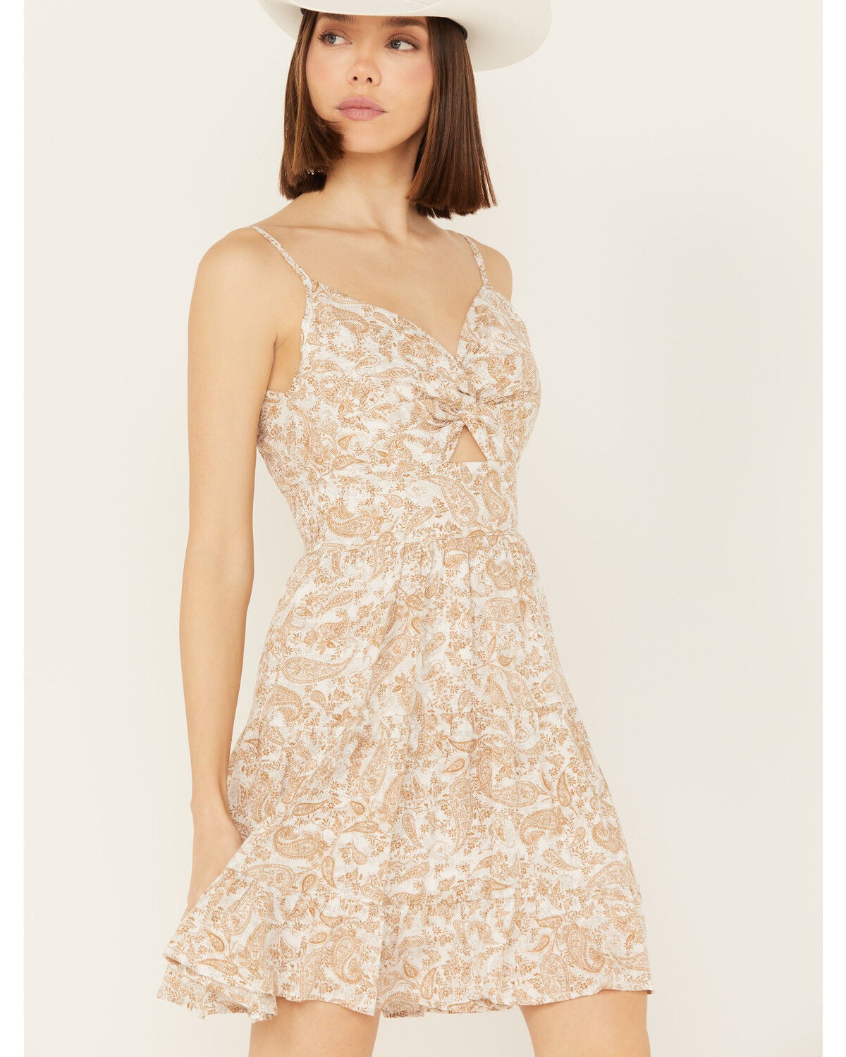 Image #2 - Wild Moss Women's Paisley Print Knot Front Mini Dress, , hi-res