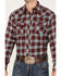 Wrangler Retro Men's Plaid Print Long Sleeve Snap Western Shirt, Red, hi-res