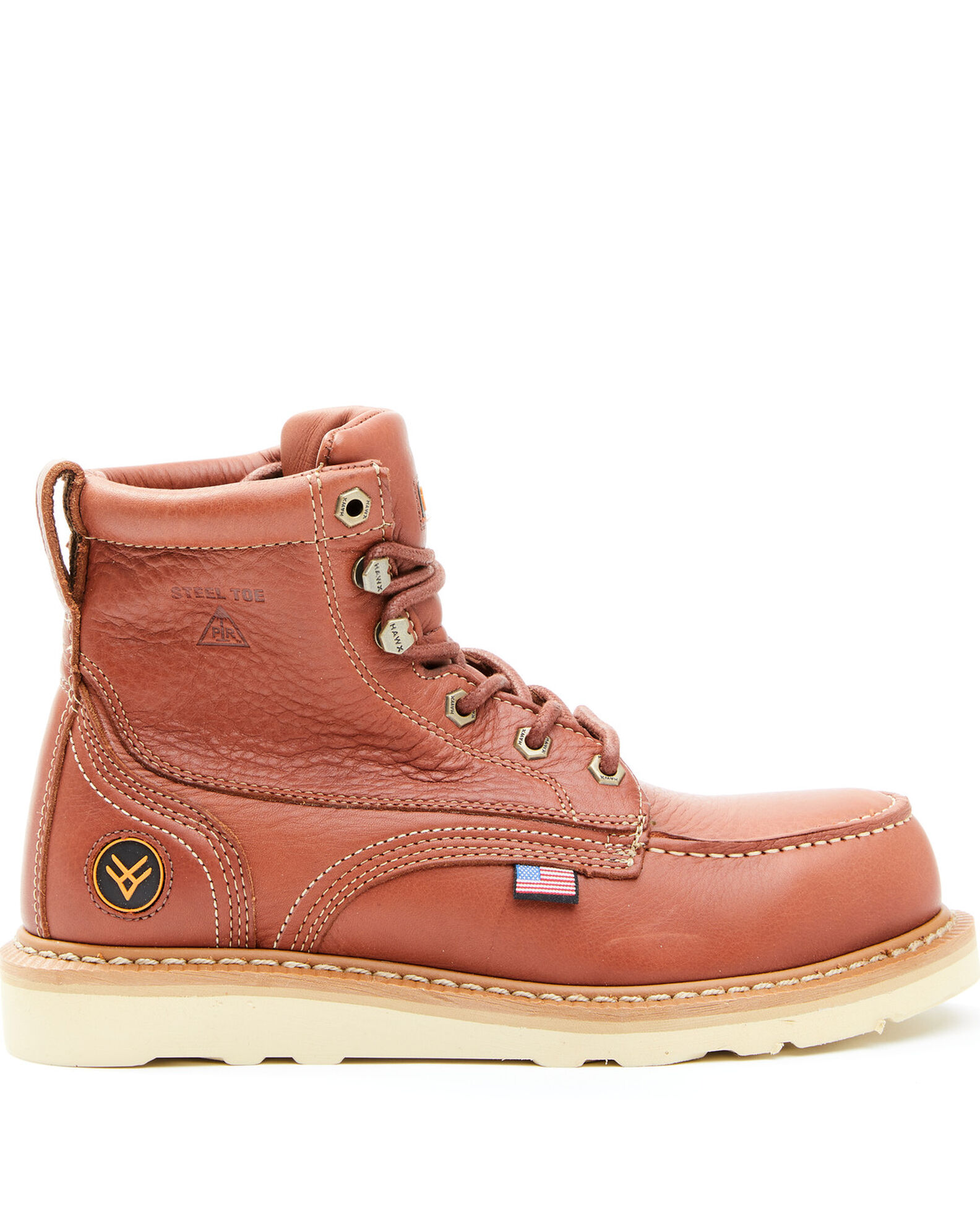 Image #2 - Hawx Men's USA Moc Wedge Value Work Boots - Steel Toe, Dark Brown, hi-res