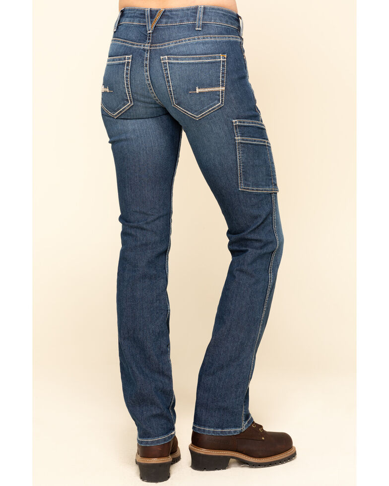 Ariat Women's Rebar Mid Rise Durastretch Nightride Riveter Work Straight Jeans, Blue, hi-res