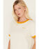 Wrangler Women's Logo Graphic Ringer Graphic Tee, Ivory, hi-res