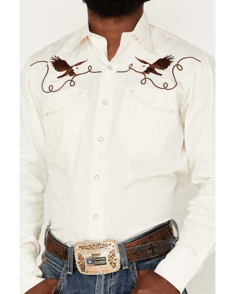 Image #3 - Roper Men's Old West Long Sleeve Pearl Snap Western Shirt, White, hi-res