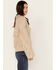 Image #2 - Revel Women's Cable Knit Collared Fringe Sweater, Oatmeal, hi-res