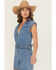 Image #2 - Rock & Roll Denim Women's Medium Wash Braided Short Sleeve Denim Mini Dress, Medium Wash, hi-res