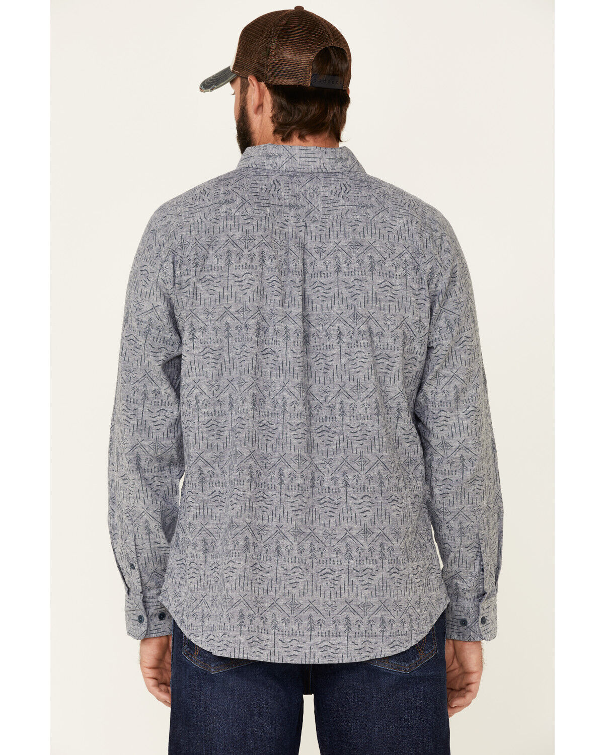 Image #4 - United By Blue Men's Southwestern Soft Hemp Chambray Long Sleeve Western Shirt, Grey, hi-res