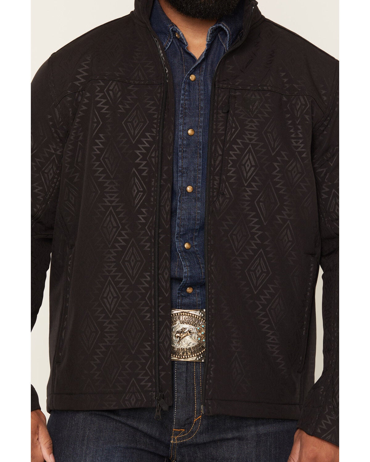 Image #3 - RANK 45&reg; Men's Buck Southwestern Print Softshell Jacket - Tall, Black, hi-res