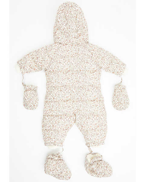 Image #3 - Rylee & Cru Infant Girls' Floral Print Snow Puffer Suit , White, hi-res