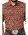 Image #3 - Cowboy Hardware Men's Range Floral Print Long Sleeve Snap Western Shirt, Burgundy, hi-res