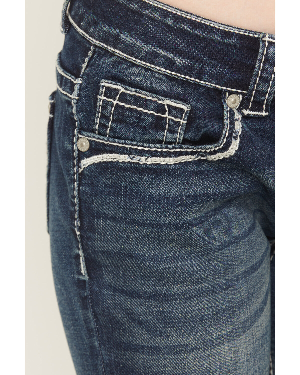 Image #4 - Shyanne Girls' Shayla Dreamcatcher Embroidered Bootcut Stretch Denim Jeans, Dark Wash, hi-res