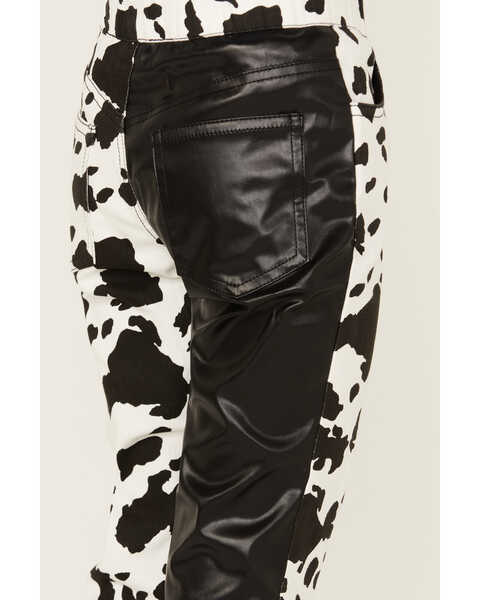 Image #4 - Saints & Hearts Girls' Cow Print Flare Pants , Black, hi-res