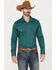 Rock & Roll Denim Men's Paisley Print Long Sleeve Pearl Snap Stretch Western Shirt, Teal, hi-res