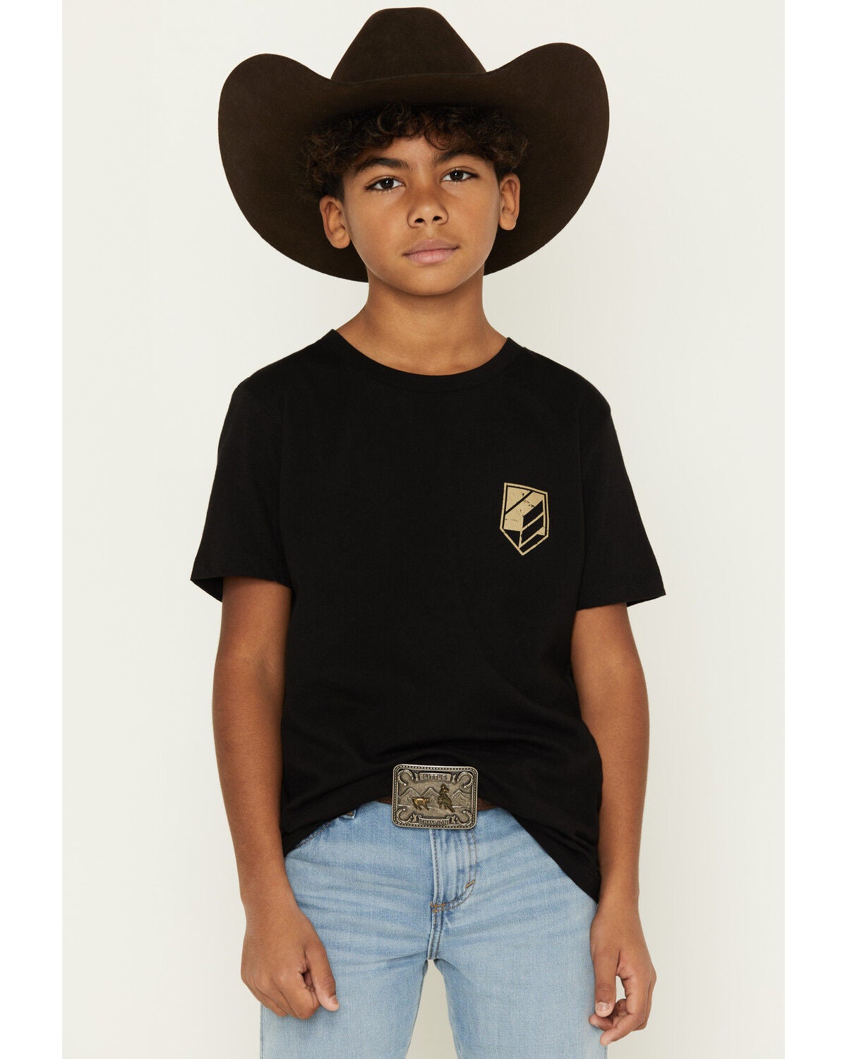 Image #1 - RANK 45&reg; Boys' Southwestern Print Flag Short Sleeve Graphic T-Shirt, Black, hi-res