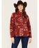 Wrangler Women's Bandana Print Sherpa Jacket, Red, hi-res