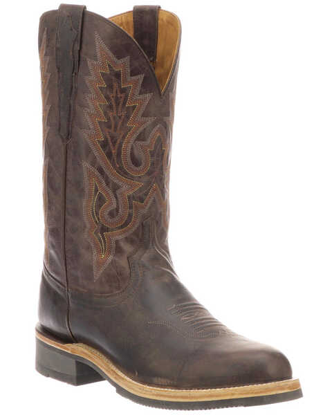 Lucchese Men's Rusty Western Boots - Round Toe, Dark Brown, hi-res
