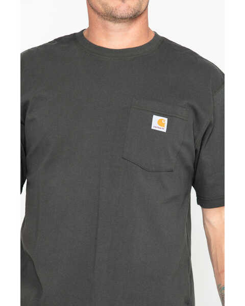 Image #4 - Carhartt Men's Loose Fit Heavyweight Logo Pocket Work T-Shirt - Big & Tall, Bark, hi-res