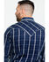 Image #5 - Rock & Roll Denim Men's Crinkle Plaid Long Sleeve Western Shirt, Blue, hi-res