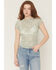 Image #1 - Ash & Violet Women's Floral Print Mesh Short Sleeve Tee, Green, hi-res