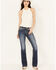 Image #3 - Miss Me Women's Dark Wash Mid Rise Stretch Bootcut Jeans, Dark Wash, hi-res