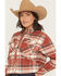 Image #2 - Shyanne Women's Pershing Plaid Print Long Sleeve Cropped Flannel Shirt, Caramel, hi-res