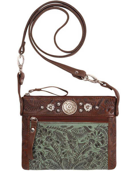 Image #1 - American West Women's Turquoise Trail Rider Crossbody Purse , Turquoise, hi-res