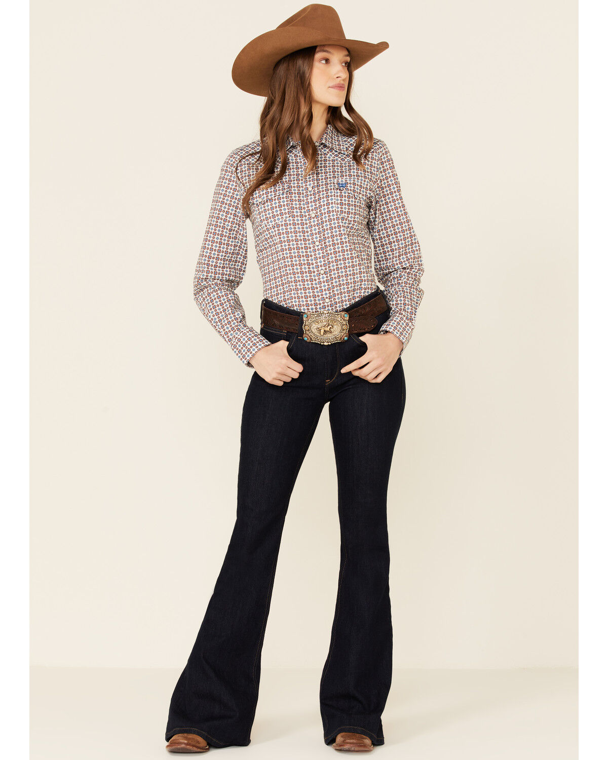 Image #2 - Cinch Women's Multi Geo Print Long Sleeve Pearl Snap Western Core Shirt, Multi, hi-res