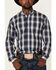 Image #3 - Stetson Men's Checkered Ombre Plaid Print Long Sleeve Button Down Western Shirt , Blue, hi-res