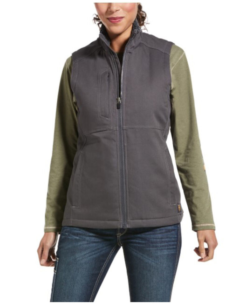 Ariat Women's Rebar Grey Duracanvas Insulated Vest, Grey, hi-res