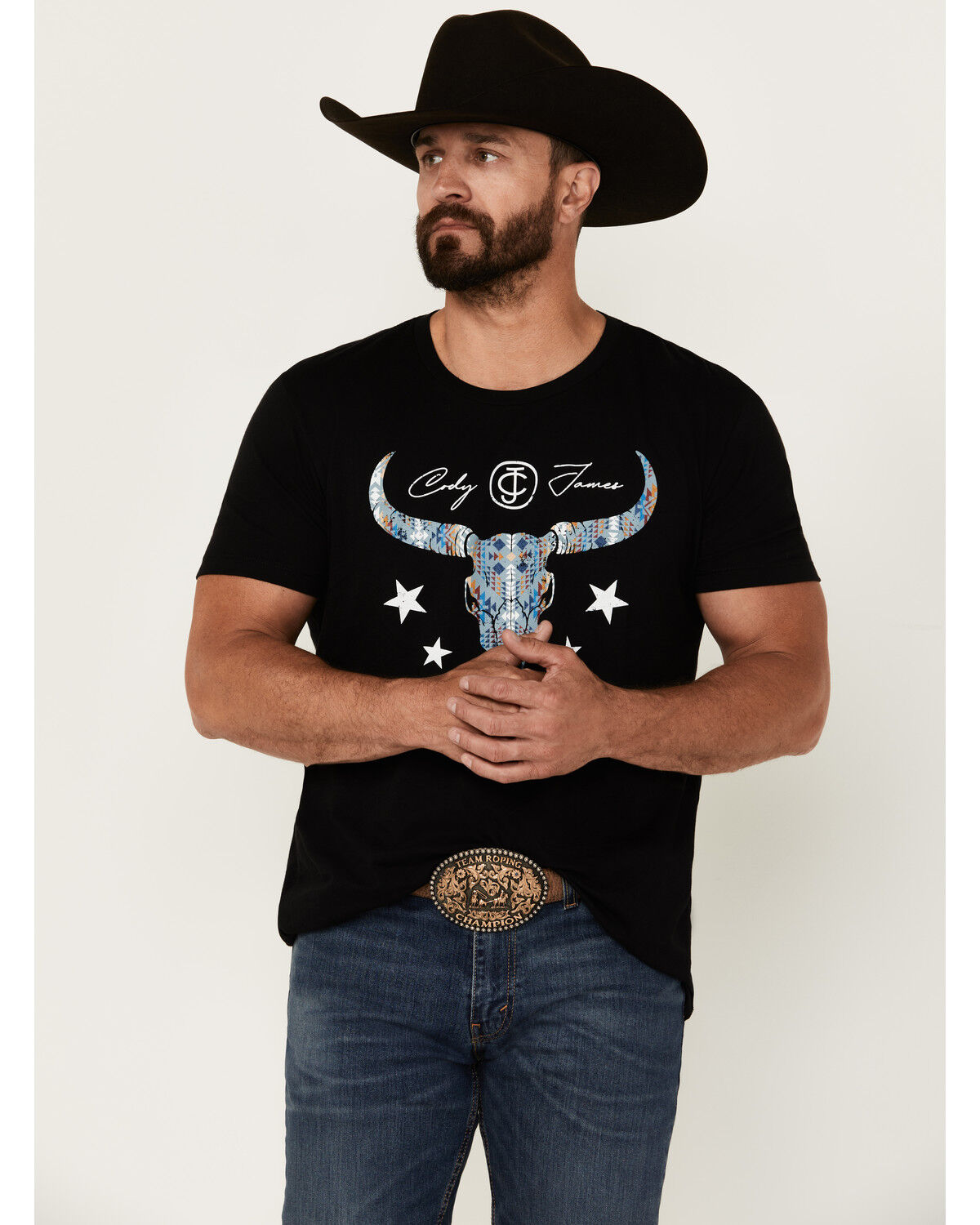 Image #1 - Cody James Men's Navajo Steerhead Logo Short Sleeve Graphic T-Shirt, Black, hi-res