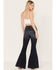 Shyanne Women's Dark Wash Mid Rise Slit Boot Cut Jeans, Dark Medium Wash, hi-res