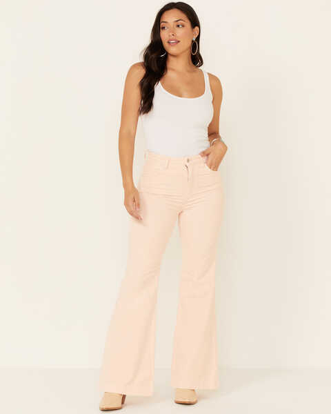 Image #1 - Rolla's Women's Eastcoast Corduroy Flare Jeans, Light Pink, hi-res