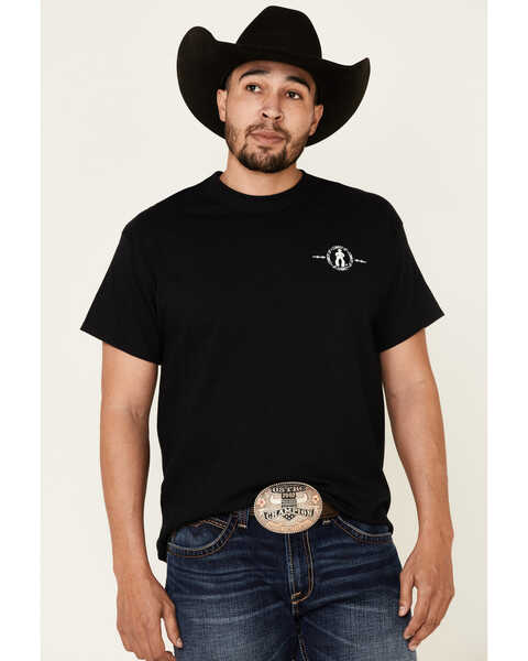 Cowboy Up Men's Two Words America Short Sleeve Graphic T-Shirt , Black, hi-res