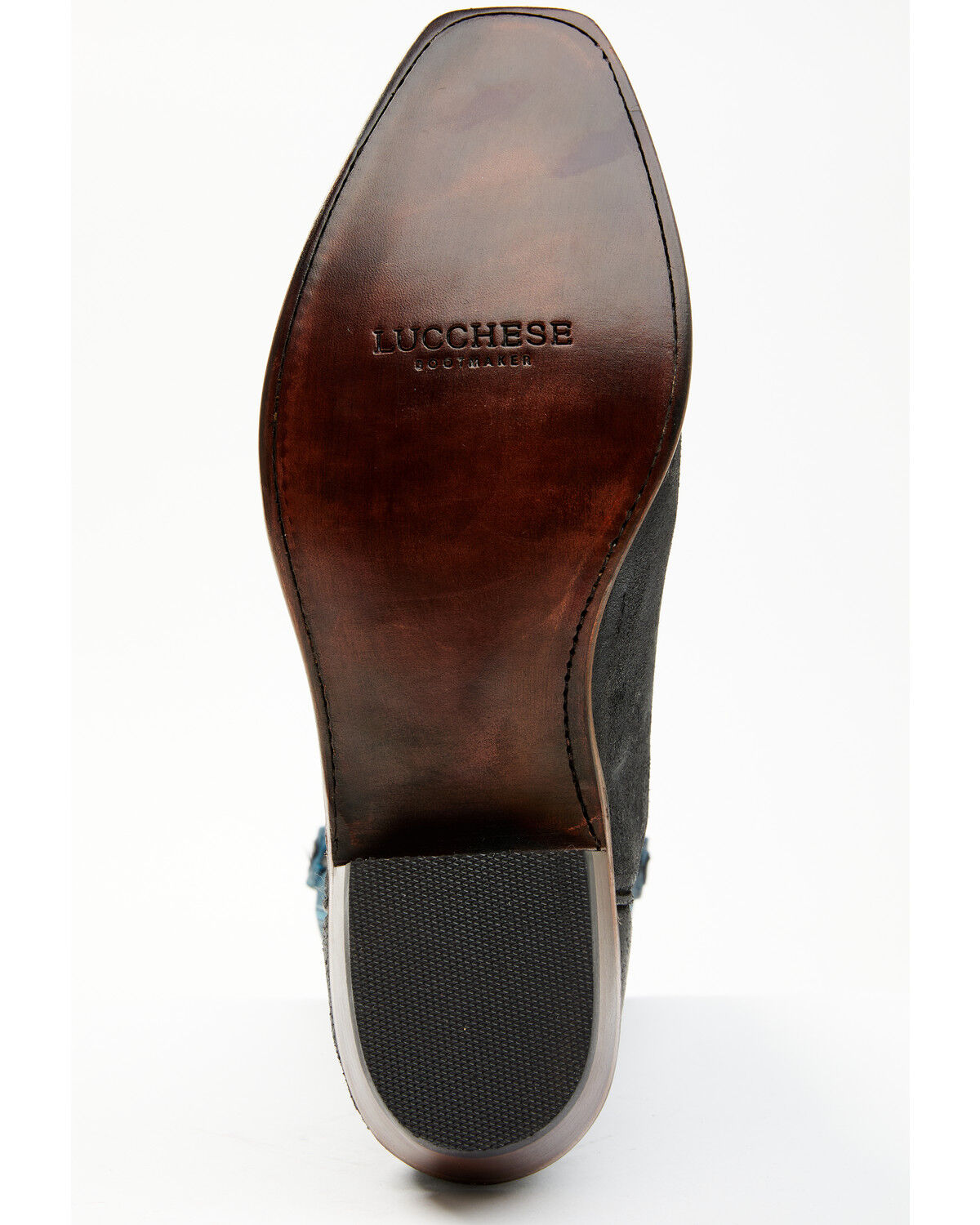 Image #7 - Lucchese Men's Two-Tone Roughout Western Boots - Square Toe, Black, hi-res