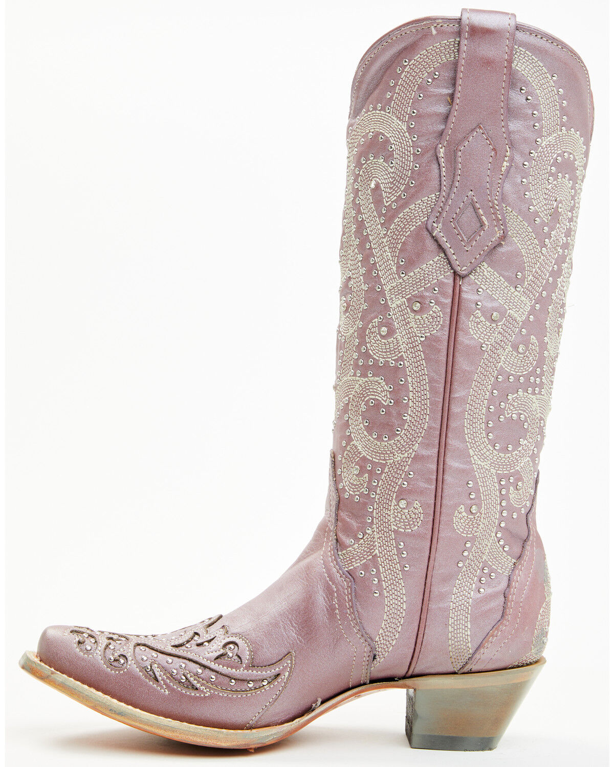 Image #3 - Corral Women's Metallic Embellished Overlay Western Boots - Snip Toe, Rose, hi-res