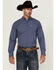 Image #1 - Ariat Men's Calvin Plaid Print Long Sleeve Button-Down Western Shirt, Navy, hi-res