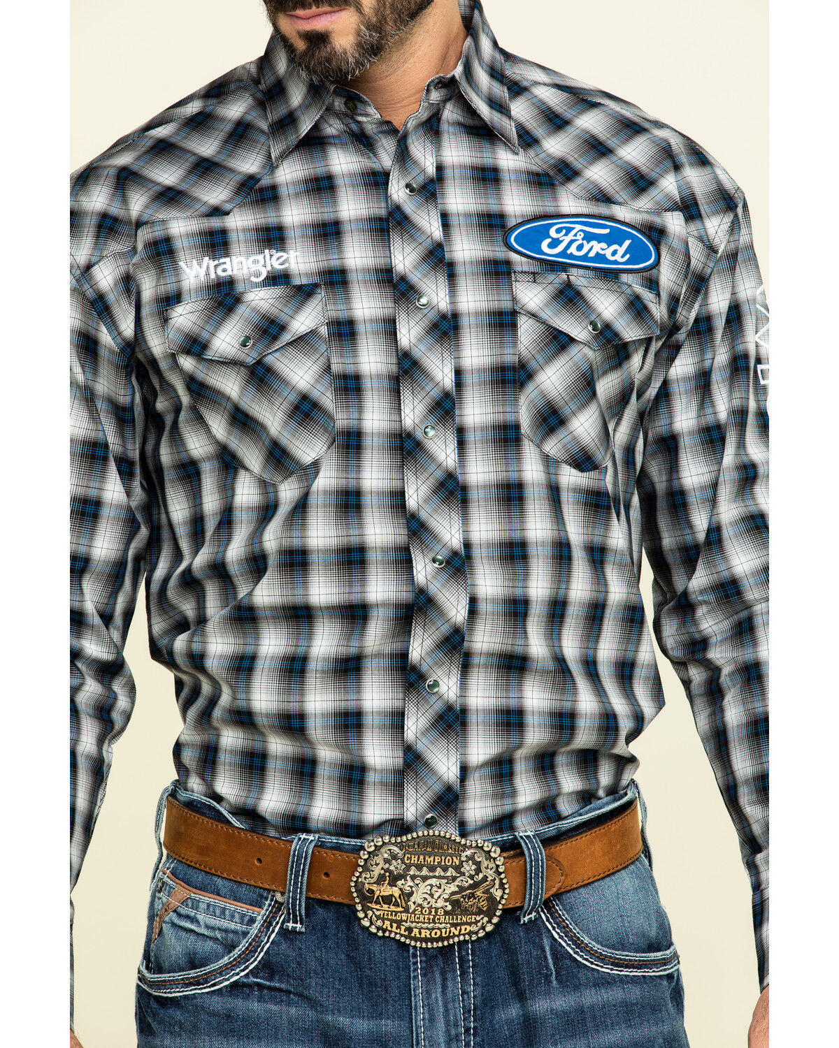 wrangler ford logo rodeo shirt