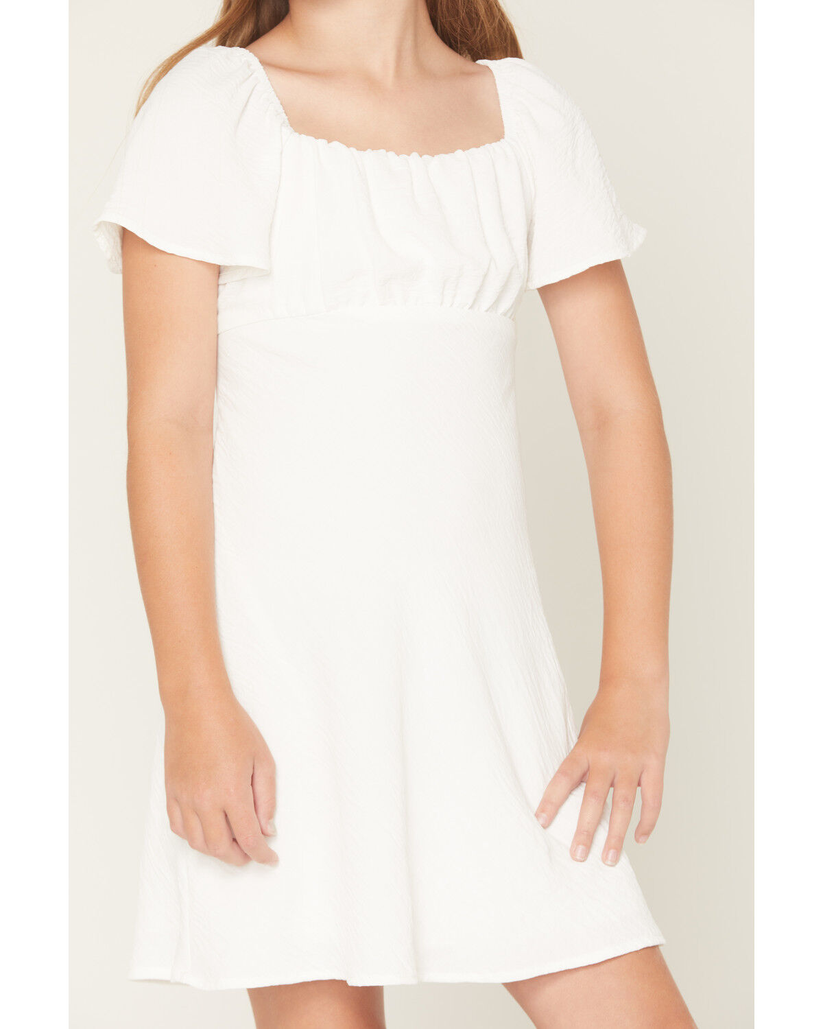 Image #3 - Originality Girls' Emma Tie Back Dress, White, hi-res