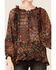 Image #2 - Miss Me Women's Boho Paisley Peasant Top, Black, hi-res