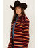 Image #2 - Cinch Women's Serape Stripe Fleece Western Snap Shacket, Red, hi-res