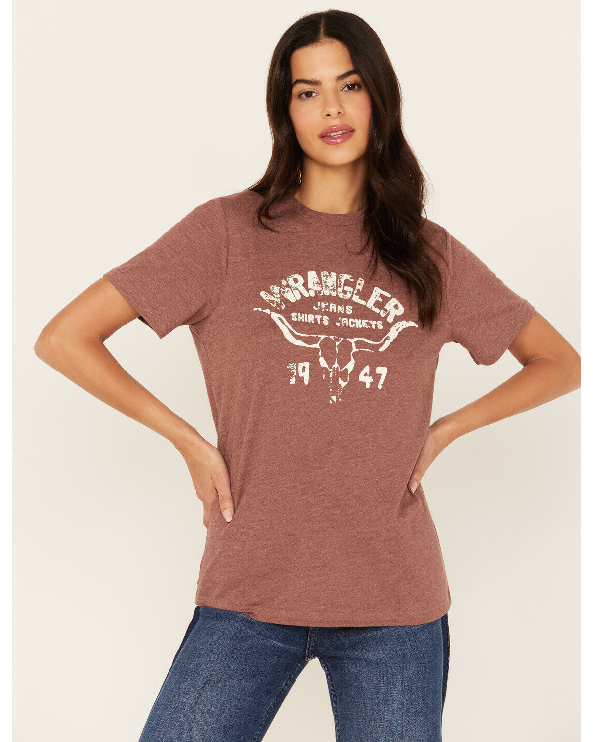 Image #1 - Wrangler Women's Longhorn Short Sleeve Graphic Tee, Brown, hi-res