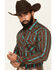 Image #2 - Rock & Roll Denim Men's Southwestern Striped Long Sleeve Pearl Snap Stretch Western Shirt, Brown, hi-res