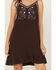 Image #3 - Shyanne Women's Embroidered Crinkle Sleeveless Mini Dress, Dark Brown, hi-res