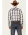 Image #4 - Roper Men's Classic Large Plaid Star Print Embroidered Long Sleeve Pearl Snap Western Shirt , Navy, hi-res