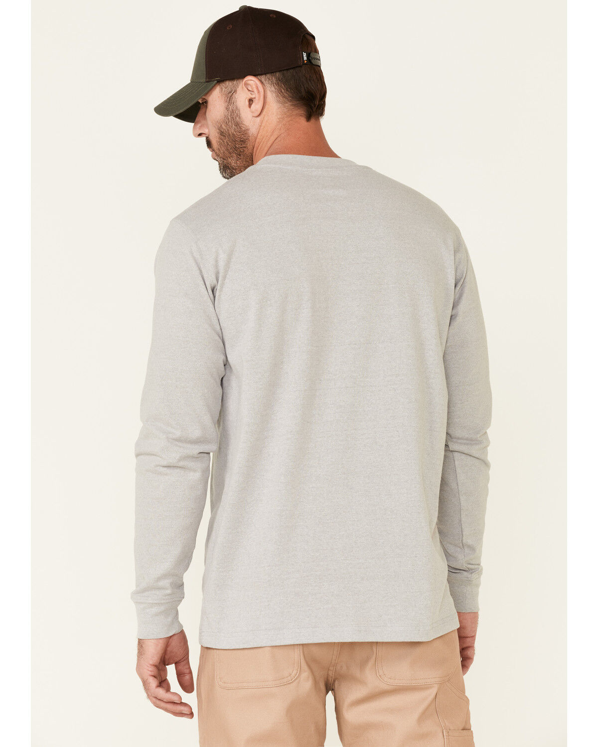Image #4 - Hawx Men's Solid Light Gray Forge Long Sleeve Work Pocket T-Shirt, Light Grey, hi-res