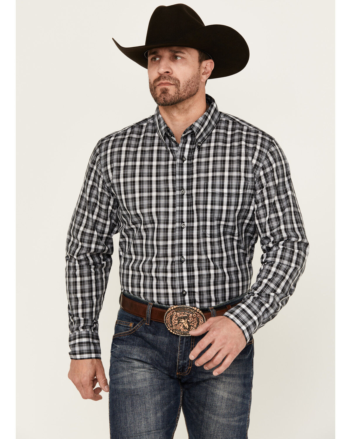 Image #5 - Wrangler Riata Men's Assorted Plaid Print Long Sleeve Button-Down Western Shirt, Multi, hi-res