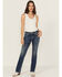 Image #3 - Grace in LA Women's Medium Wash Diamond Embroidered Mid Rise Bootcut Stretch Denim Jeans, Medium Wash, hi-res