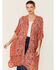 Angie Women's Coral Paisley Spice Print Kimono, Coral, hi-res