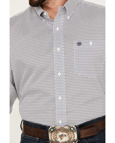 Image #3 - Wrangler Men's Classic Geo Long Sleeve Button Down Western Shirt, Navy, hi-res