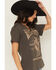 Image #2 - Blended Women's Wild West Studded Short Sleeve Graphic Tee, Grey, hi-res