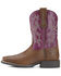 Image #2 - Ariat Girls' Tombstone Western Boots - Broad Square Toe, Brown, hi-res